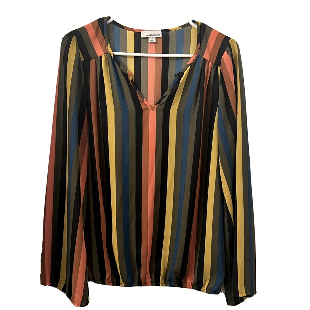 3/$15 Allison Joy - Long sleeve multicolor strip blouse Women Small